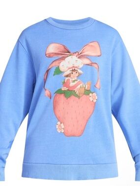 Strawberry Shortcake Women's Satin Bow Graphic Crewneck Sweatshirt